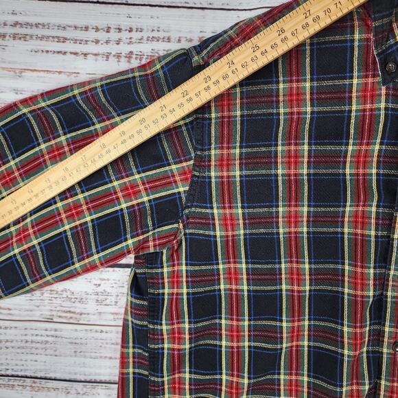 LL Bean Plaid Multi Colored Button Down Flannel Shirt Men’s Sz L 228061 - Picture 6 of 7